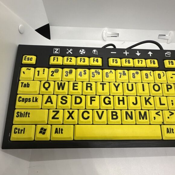 Large Print, Yellow Keys, Zoom Text Keyboard #LXH-JME7596H. Tested. - Picture 2 of 6